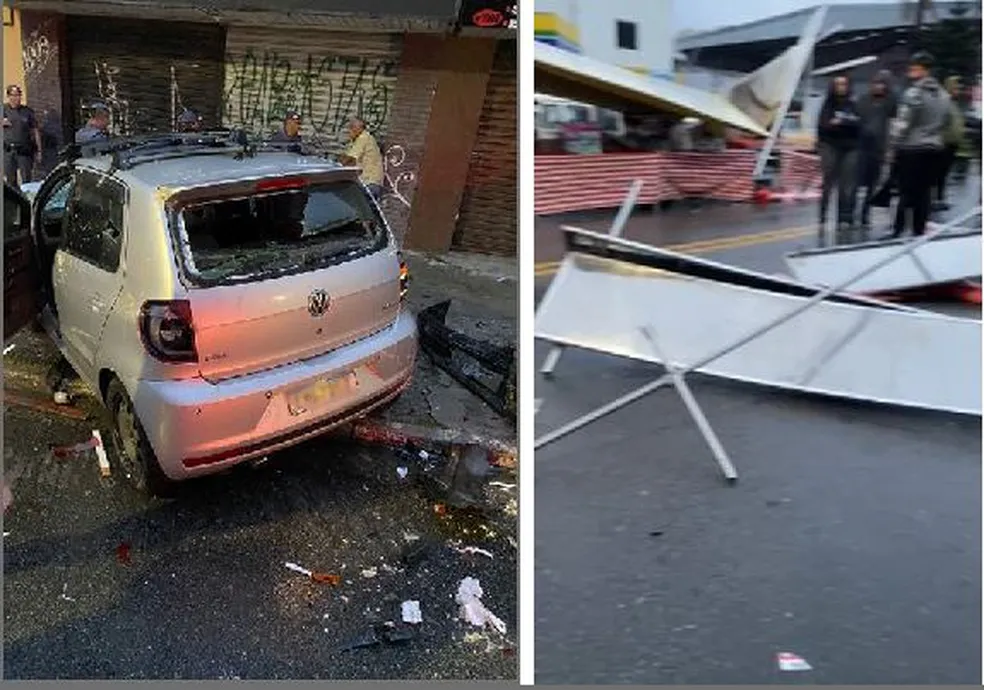 Carro invade feira livre em Osasco, destrói barracas, atropela pessoas e deixa feridos