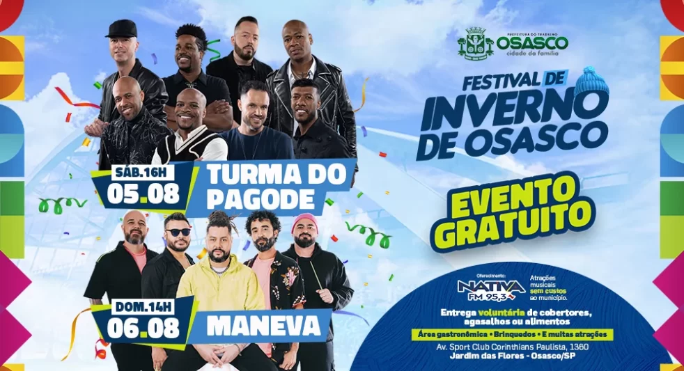 Festival de Inverno de Osasco traz Turma do Pagode e Maneva