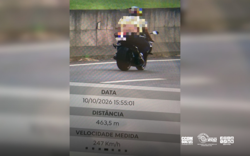 Moto é flagrada a 247 km/h em rodovia do interior de SP